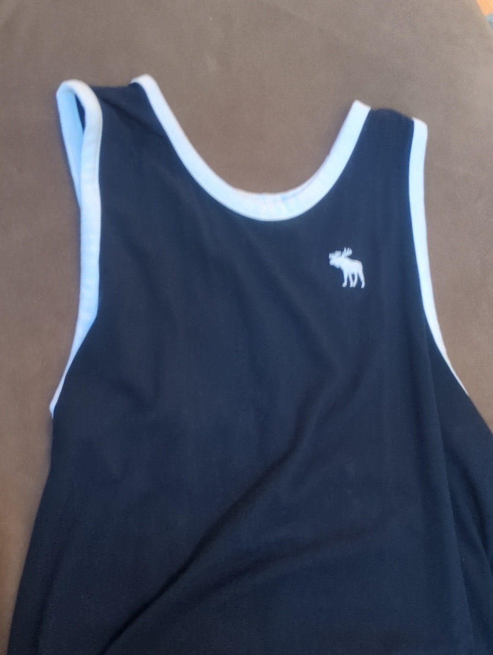 abercrombie kids Navy Tank with White Trim and Moose Logo